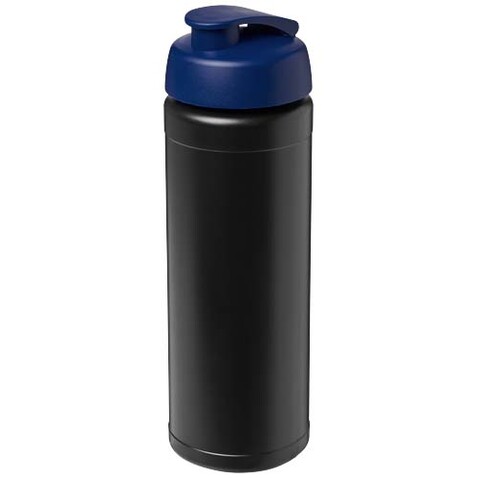 Baseline Rise 750 ml Sportflasche mit Klappdeckel, schwarz, blau bedrucken, Art.-Nr. 21029191
