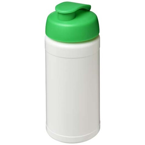 Baseline Rise 500 ml Sportflasche mit Klappdeckel, weiss, grün bedrucken, Art.-Nr. 21028991