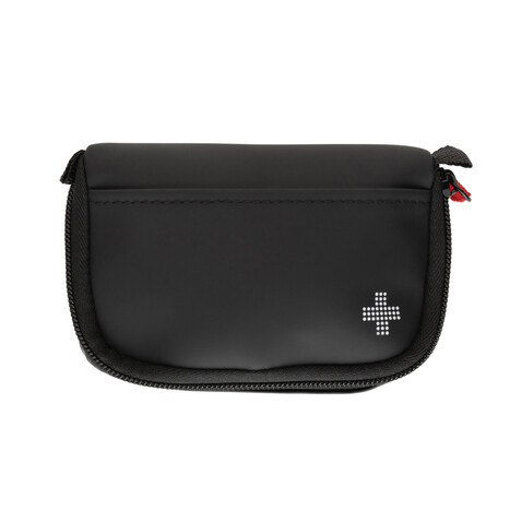 Kleines Erste-Hilfe-Set in RCS recycelter Nubuk-PU Tasche schwarz bedrucken, Art.-Nr. P265.401