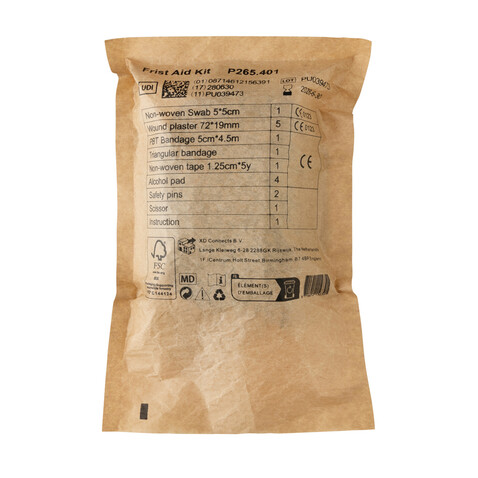 Kleines Erste-Hilfe-Set in RCS recycelter Nubuk-PU Tasche schwarz bedrucken, Art.-Nr. P265.401