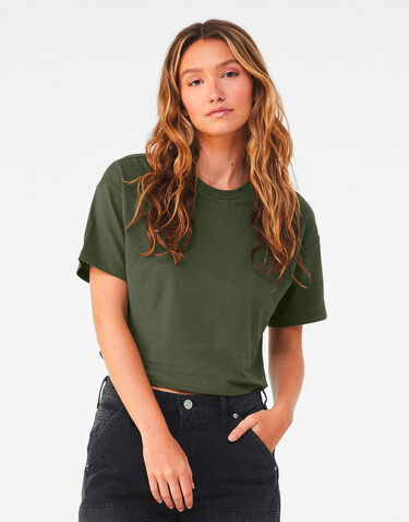 Bella Women`s Jersey Crop Tee, Military Green, L bedrucken, Art.-Nr. 015065195
