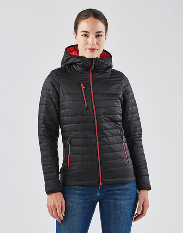 StormTech Women`s Gravity Thermal Jacket, Black/True Red, 2XL bedrucken, Art.-Nr. 015181637