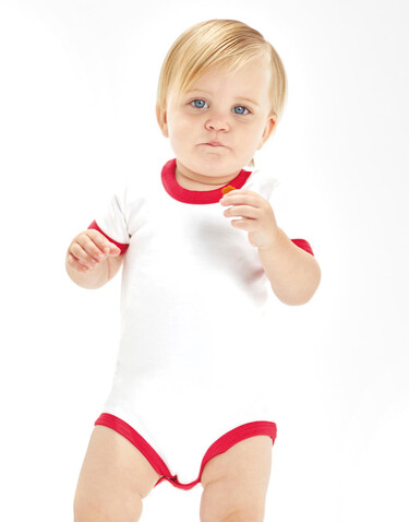 BabyBugz Baby Ringer Bodysuit, White/Black, 12-18 bedrucken, Art.-Nr. 019470564