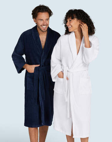 SG ACCESSORIES - TOWELS Como Velours Bath Robe, Navy, M bedrucken, Art.-Nr. 025642004