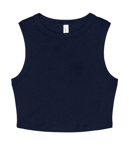 Bella Women`s Micro Rib Muscle Crop Tank, Solid Navy Blend, M bedrucken, Art.-Nr. 026062094