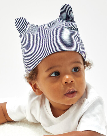 BabyBugz Little Hat with Ears, White/Nautical Navy, One Size bedrucken, Art.-Nr. 026470550