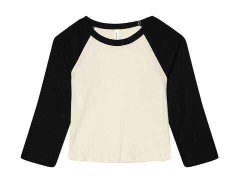 Bella Women`s Micro Rib 3/4 Raglan Baby Tee, Natural/Black, 2XL bedrucken, Art.-Nr. 028060507