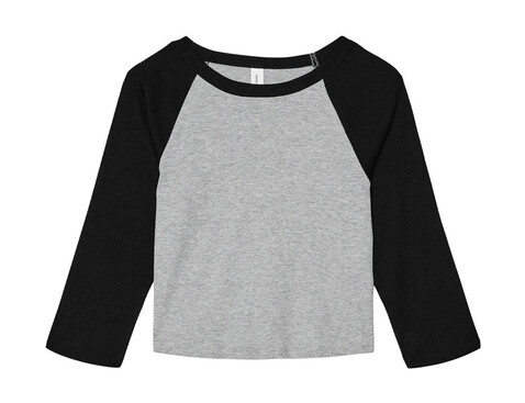 Bella Women`s Micro Rib 3/4 Raglan Baby Tee, Athletic Heather/Black, XL bedrucken, Art.-Nr. 028061736