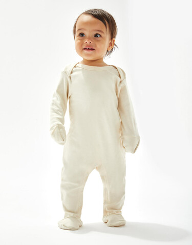BabyBugz Baby Sleepsuit with Scratch Mitts, Organic Natural, 6-12 bedrucken, Art.-Nr. 030470083