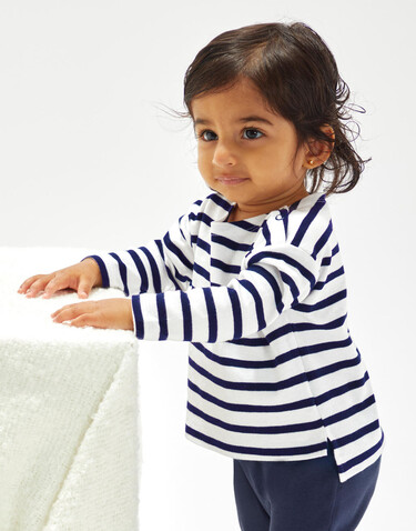 BabyBugz Baby Breton Top, White/Navy, 12-18 bedrucken, Art.-Nr. 056470524