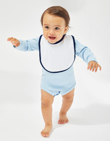 BabyBugz Single Layer Bib, White/Nautical Navy, One Size bedrucken, Art.-Nr. 069470550