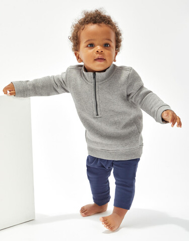 BabyBugz Baby Quarter Zip Sweat, Heather Grey Melange, 12-18 bedrucken, Art.-Nr. 076471264