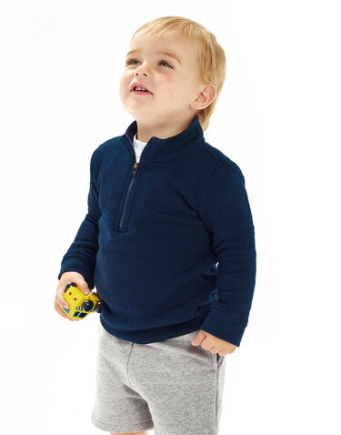 BabyBugz Baby Quarter Zip Sweat, Navy, 6-12 bedrucken, Art.-Nr. 076472003