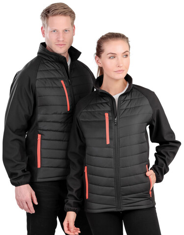 Result Compass Padded Softshell, Black/Orange, 2XL bedrucken, Art.-Nr. 084331787