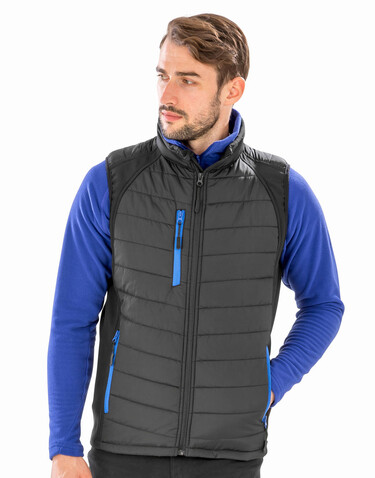Result Compass Padded Softshell Gilet, Black/Yellow, XS bedrucken, Art.-Nr. 085331392