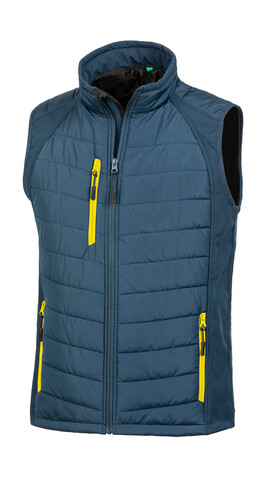 Result Compass Padded Softshell Gilet, Navy/Yellow, L bedrucken, Art.-Nr. 085332725