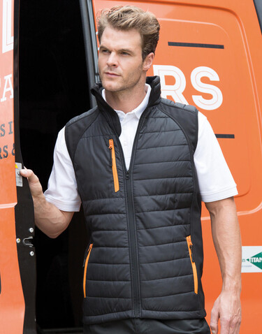 Result Compass Padded Softshell Gilet, Black/Orange, M bedrucken, Art.-Nr. 085331784