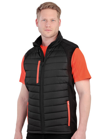 Result Compass Padded Softshell Gilet, Black/Black, 2XL bedrucken, Art.-Nr. 085331777