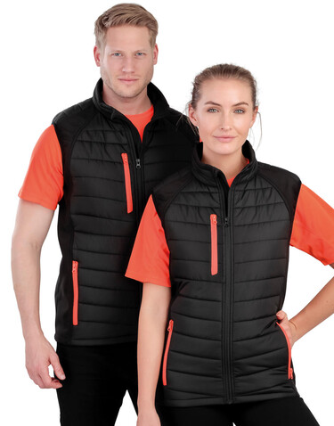 Result Compass Padded Softshell Gilet, Black/Black, 4XL bedrucken, Art.-Nr. 085331779