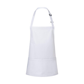 Karlowsky Short Bib Apron Basic with Buckle and Pocket, White, One Size bedrucken, Art.-Nr. 088670000