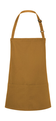 Karlowsky Short Bib Apron Basic with Buckle and Pocket, Mustard, One Size bedrucken, Art.-Nr. 088676450