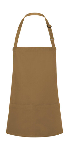Karlowsky Short Bib Apron Basic with Buckle and Pocket, Camel, One Size bedrucken, Art.-Nr. 088677080