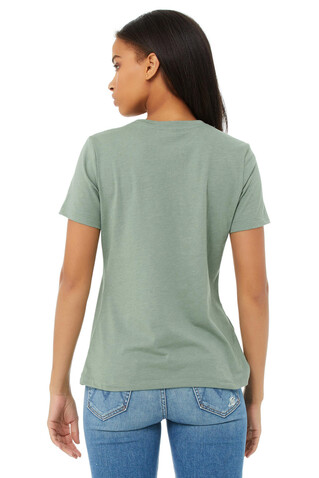 Bella Women`s Relaxed CVC Jersey Short Sleeve Tee, Heather French Vanilla, S bedrucken, Art.-Nr. 095066033
