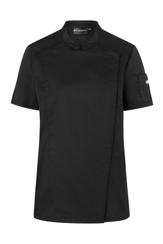 Karlowsky Short-Sleeve Ladies` Chef Jacket Modern-Look, Black, 50 bedrucken, Art.-Nr. 098671018