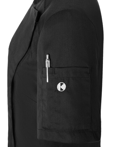 Karlowsky Short-Sleeve Ladies` Chef Jacket Modern-Look, Black, 50 bedrucken, Art.-Nr. 098671018