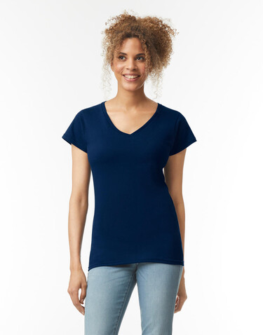 Gildan Softstyle Women`s V-Neck T-Shirt, Sport Grey, S bedrucken, Art.-Nr. 109091253