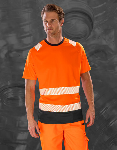 Result Recycled Safety T-Shirt, Fluorescent Orange, L/XL bedrucken, Art.-Nr. 111334055