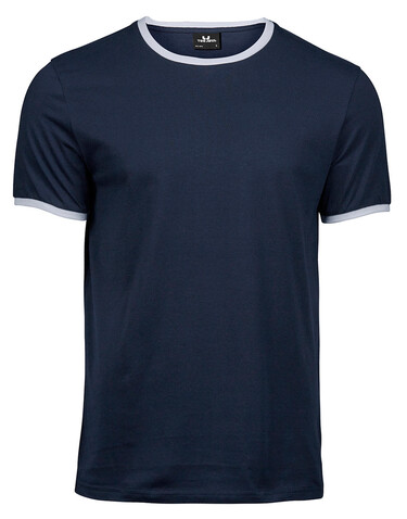 Tee Jays Ringer Tee, White/Navy, 3XL bedrucken, Art.-Nr. 114540527