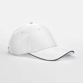 Beechfield Team Sports-Tech Cap, White/French Navy, One Size bedrucken, Art.-Nr. 114690530