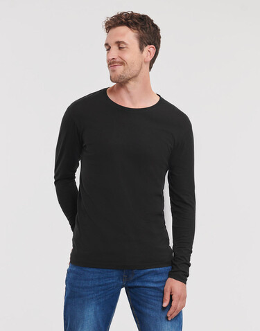 Russell Europe Men`s Pure Organic L/S Tee, White, S bedrucken, Art.-Nr. 122000003