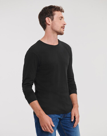 Russell Europe Men`s Pure Organic L/S Tee, Black, XS bedrucken, Art.-Nr. 122001012