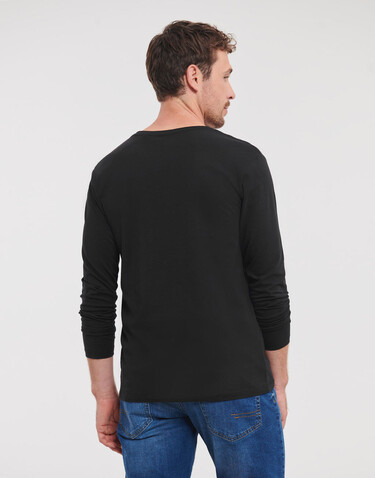 Russell Europe Men`s Pure Organic L/S Tee, Black, XS bedrucken, Art.-Nr. 122001012