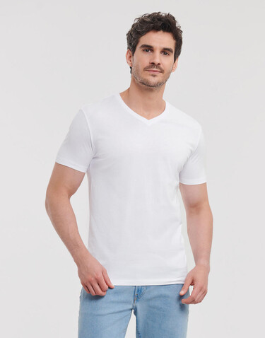 Russell Europe Men`s Pure Organic V-Neck Tee, White, XS bedrucken, Art.-Nr. 123000002