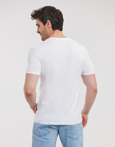 Russell Europe Men`s Pure Organic V-Neck Tee, White, S bedrucken, Art.-Nr. 123000003