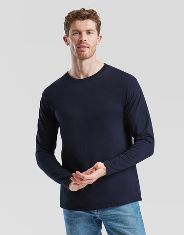Fruit of the Loom Iconic 195 Ringspun Premium Long Sleeve T, Heather Grey, XS bedrucken, Art.-Nr. 125011231