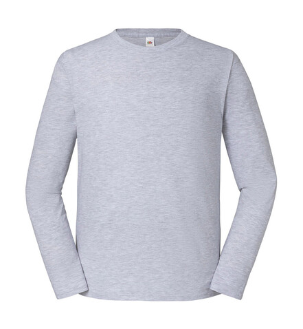 Fruit of the Loom Iconic 195 Ringspun Premium Long Sleeve T, Heather Grey, XS bedrucken, Art.-Nr. 125011231