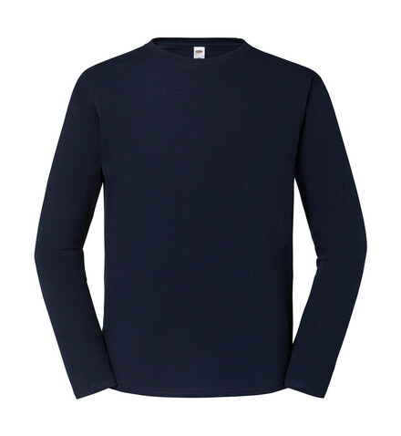 Fruit of the Loom Iconic 195 Ringspun Premium Long Sleeve T, Deep Navy, XS bedrucken, Art.-Nr. 125012021
