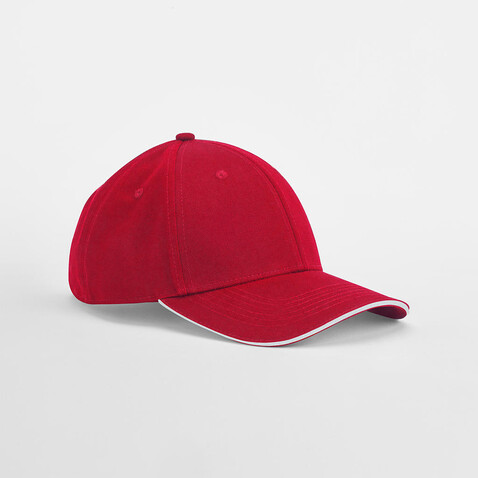 Beechfield EarthAware® Clas. Org. Cotton 6 Panel Sandwich P., Classic Red/White, One Size bedrucken, Art.-Nr. 128694550