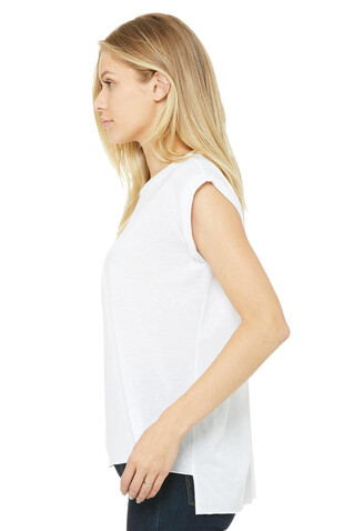 Bella Women`s Flowy Muscle Tee Rolled Cuff, White, M bedrucken, Art.-Nr. 171060004