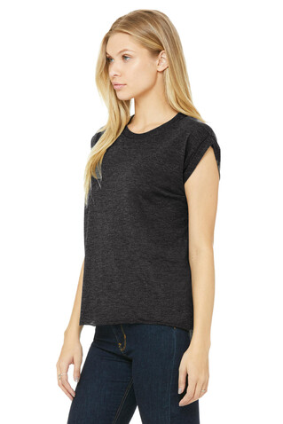 Bella Women`s Flowy Muscle Tee Rolled Cuff, White, M bedrucken, Art.-Nr. 171060004