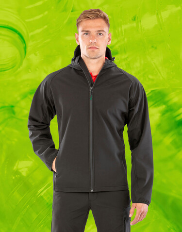 Result Men`s Recycled 3-Layer Hooded Softshell, Black, S bedrucken, Art.-Nr. 214331011