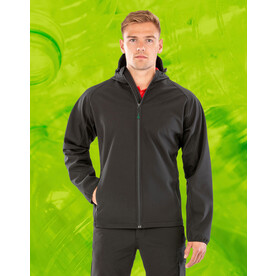 Result Men`s Recycled 3-Layer Hooded Softshell, Black, S bedrucken, Art.-Nr. 214331011