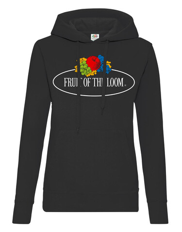 Fruit of the Loom Ladies Vintage Hooded Sweat Large Logo Print, Black, L bedrucken, Art.-Nr. 223011015