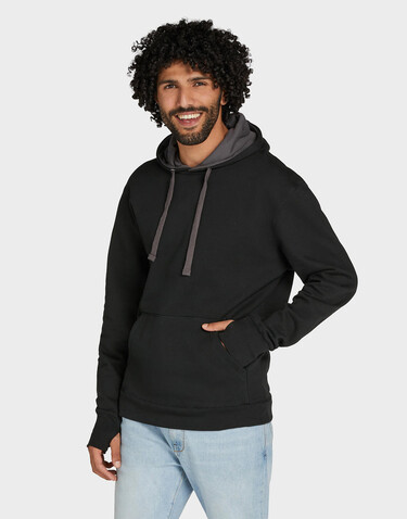 SG Contrast Hooded Sweatshirt Men, Black/Grey, XL bedrucken, Art.-Nr. 281521516