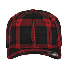Flexfit Tartan Plaid Cap, Black/Red, S/M bedrucken, Art.-Nr. 345681541
