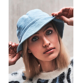 Flexfit Denim Bucket Hat, Black/Grey, One Size bedrucken, Art.-Nr. 386681600